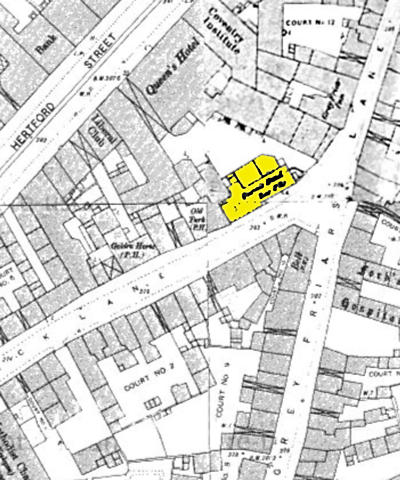 Queens Hotel Bar, 1888 Map